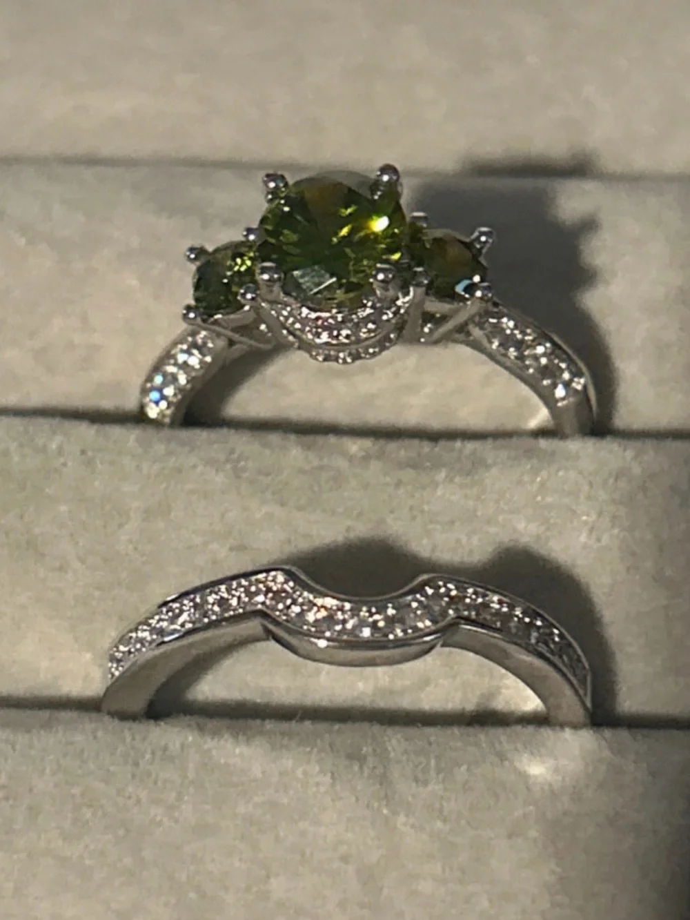 Sterling Silver Peridot Three-Stone Ring